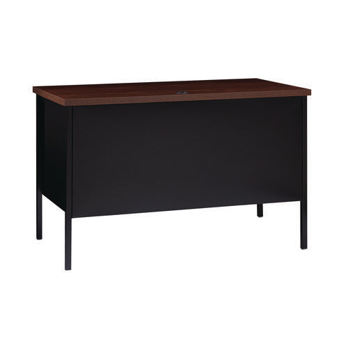 Image of Alera® Single Pedestal Steel Desk, 45" x 24" x 29.5", Mocha/Black, Black Legs