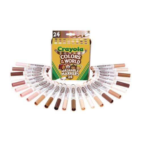 Image of Crayola® Colors of the World Permanent Markers, Broad Bullet Tip, Assorted Colors, 24/Pack