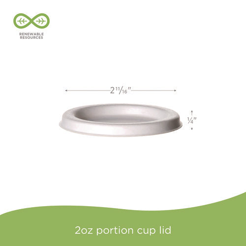 Image of Eco-Products® Vanguard Sugarcane Portion Cup Lid, Fits 2 oz Portion Cups, White, 2,500/Carton