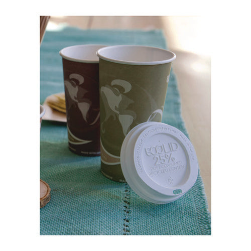 Image of Eco-Products® EcoLid 25% Recycled Content Hot Cup Lid, Fits 10 oz to 20 oz Hot Cups, Plastic, White, 100/Pack, 10 Packs/Carton