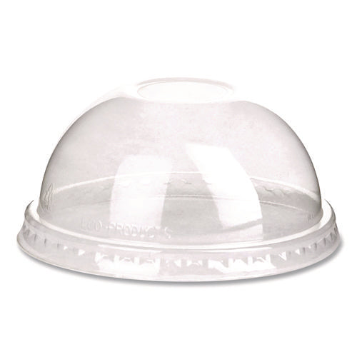 Image of Eco-Products® GreenStripe Cold Cup Dome Lids, With Hole, Fits 9 oz to 24 oz Cold Cups, Plastic, Clear, 100/Pack, 10 Packs/Carton