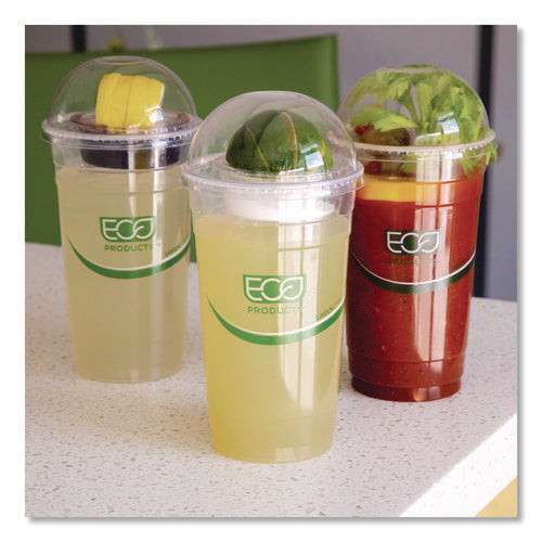 Image of Eco-Products® GreenStripe Cold Cup Dome Lids, With Hole, Fits 9 oz to 24 oz Cold Cups, Plastic, Clear, 100/Pack, 10 Packs/Carton