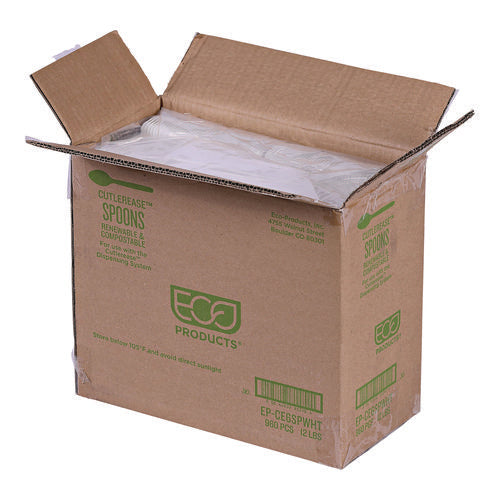 Image of Eco-Products® Cutlery for Cutlerease Dispensing System, Spoon, Plastic, White, 960/Carton