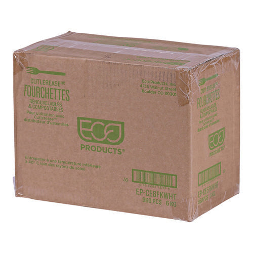 Image of Eco-Products® Cutlery for Cutlerease Dispensing System, Fork, Plastic, White, 960/Carton