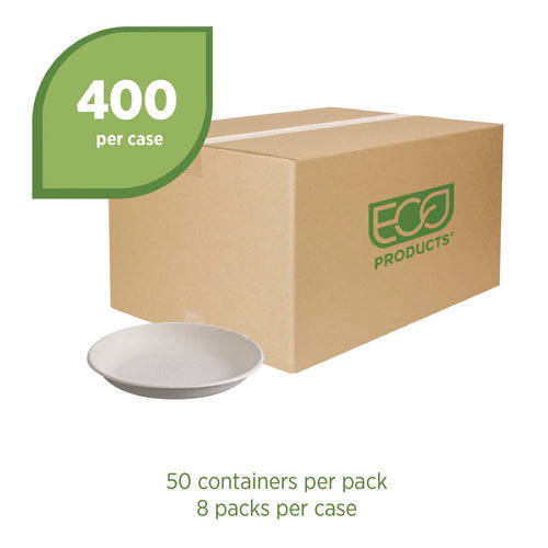 Image of Eco-Products® Vanguard Worldview Renewable and Compostable Sugarcane Take-Out Containers, 34.1 oz, 9 x 9 x 1.25, White, 400/Carton