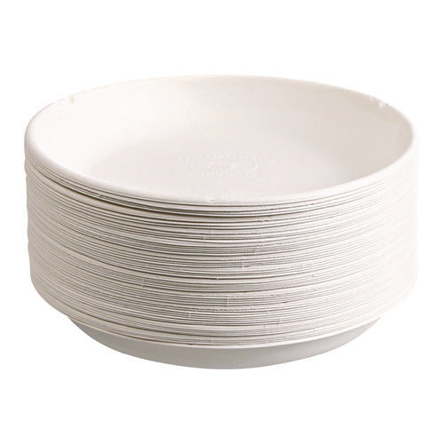 Image of Eco-Products® Vanguard Worldview Renewable and Compostable Sugarcane Take-Out Containers, 34.1 oz, 9 x 9 x 1.25, White, 400/Carton