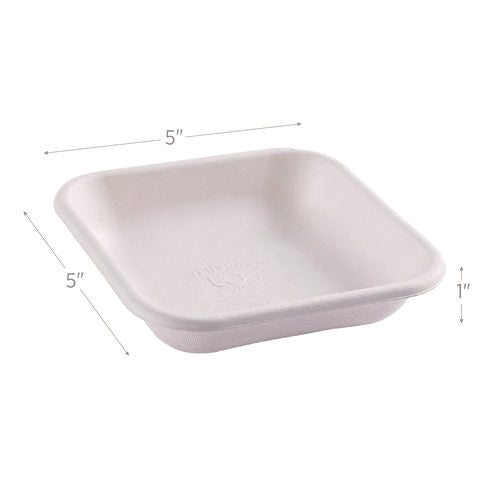 Image of Eco-Products® Vanguard Worldview Renewable and Compostable Sugarcane Takeout Containers, 9.9 oz, 5 x 5 x 1, White, 800/Carton