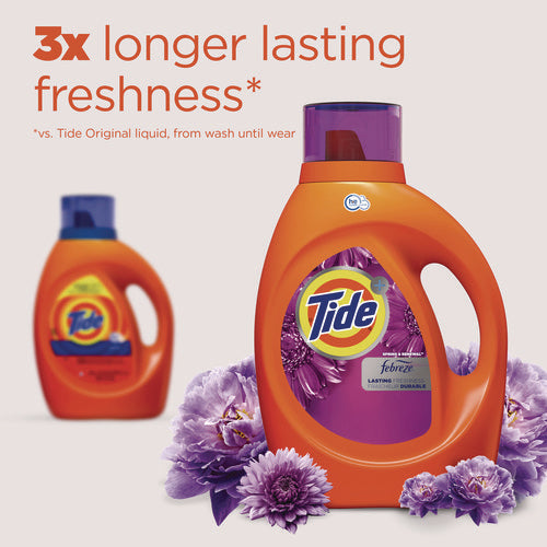 Image of Tide® Plus Febreze HE Liquid Laundry Detergent, Spring and Renewal, 84 oz Bottle, 4/Carton