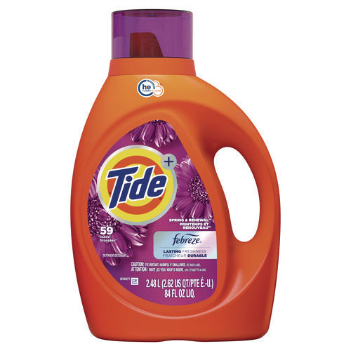 Image of Tide® Plus Febreze HE Liquid Laundry Detergent, Spring and Renewal, 84 oz Bottle, 4/Carton