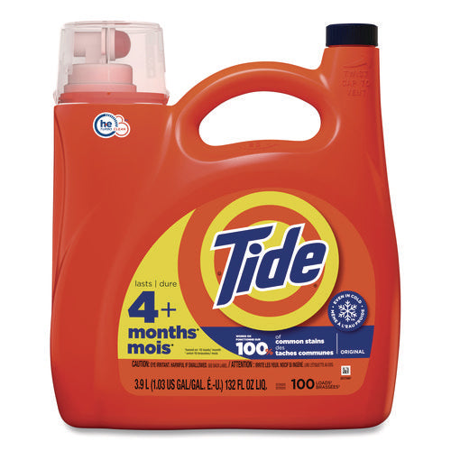 Image of Tide® HE Liquid Laundry Detergent, Original Scent, 132 oz Pour Bottle, 4/Carton