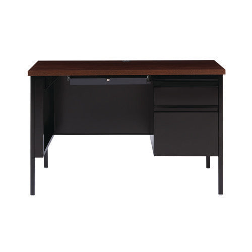 Image of Alera® Single Pedestal Steel Desk, 45" x 24" x 29.5", Mocha/Black, Black Legs
