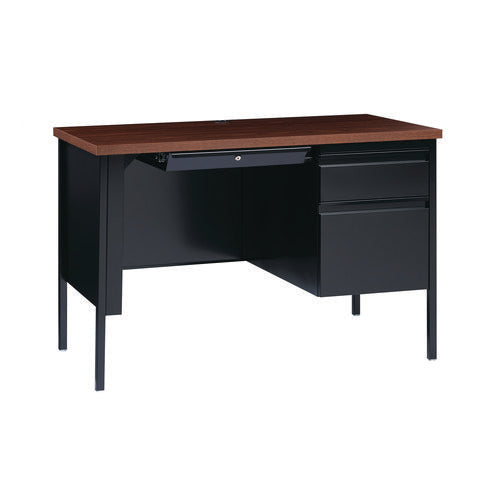 Image of Alera® Single Pedestal Steel Desk, 45" x 24" x 29.5", Mocha/Black, Black Legs