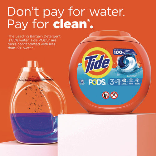 Image of Tide® PODS Laundry Detergent, HE Compatible, Clean Breeze, 36 oz Tub, 42 Pacs/Tub