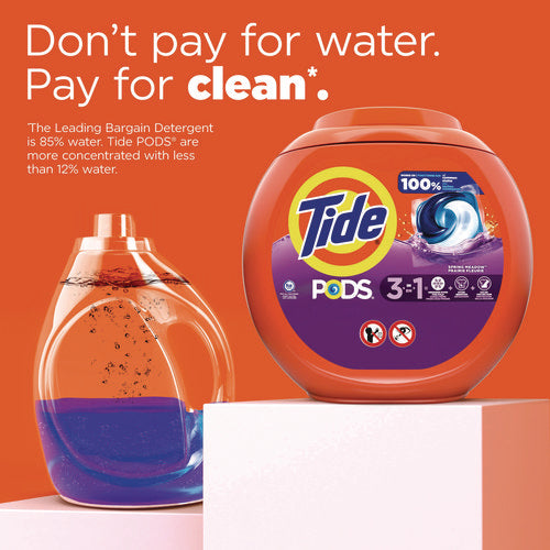 Image of Tide® PODS Laundry Detergent, HE Compatible, Spring Meadow, 66 oz Tub, 76 Pacs/Tub, 4 Tubs/Carton
