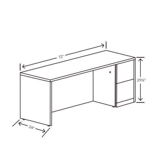 Image of HON® 10500 Series Full-Height Right Pedestal Credenza, 72w X 24d X 29.5h, Mahogany
