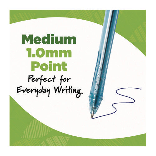 Image of BIC® Ecolutions Gel Pen, Retractable, Medium 1 mm, Blue Ink, Blue Barrel, 12/Pack