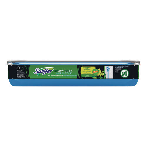 Image of Swiffer® Heavy-Duty Wet Refill Cloths, 8 x 10, Gain Original Scent, White, 10 Cloths/Tub