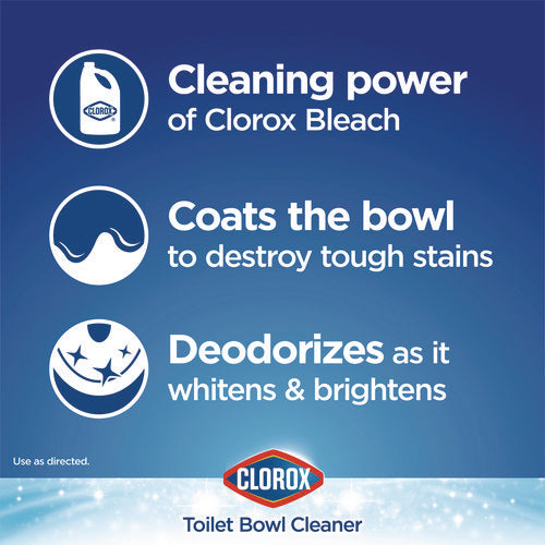 Image of Clorox® Disinfecting Toilet Bowl Cleaner with Bleach, Rain Clean Scent, 24 oz Bottle, 2/Pack