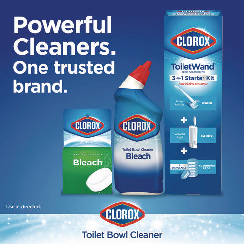 Image of Clorox® Disinfecting Toilet Bowl Cleaner with Bleach, Rain Clean Scent, 24 oz Bottle, 2/Pack