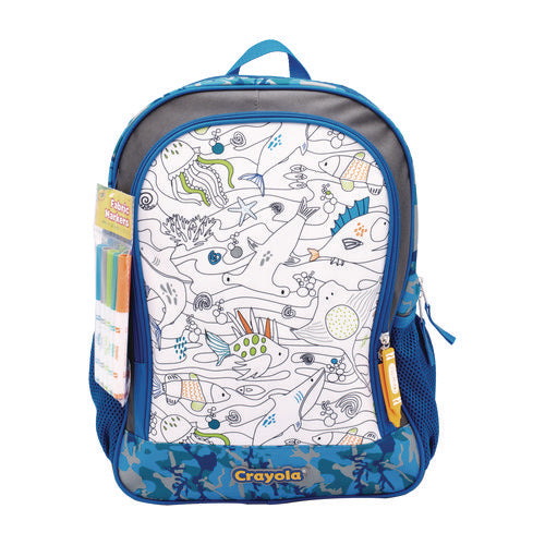 Image of Crayola® Color-Your-Own Backpack, Oceanfront, 15 x 5 x 16, Blue/Black