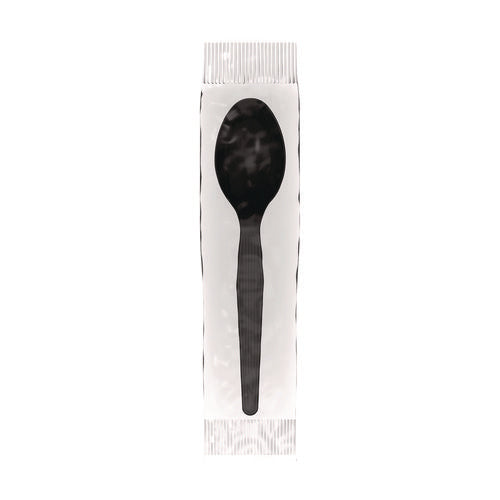 Image of Dixie® Mediumweight Polystyrene Wrapped Cutlery, Spoon, Plastic, Black, 1,000/Carton