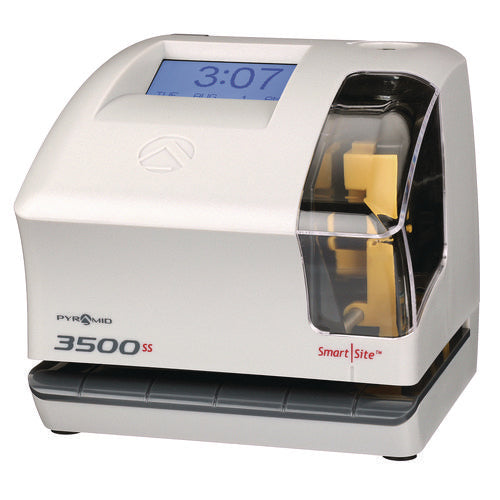 Image of Pyramid Technologies 3500 Smart Site Punch Card Time Clock System, DC Powered Operation, Light Gray