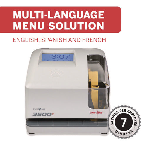 Image of Pyramid Technologies 3500 Smart Site Punch Card Time Clock System, DC Powered Operation, Light Gray
