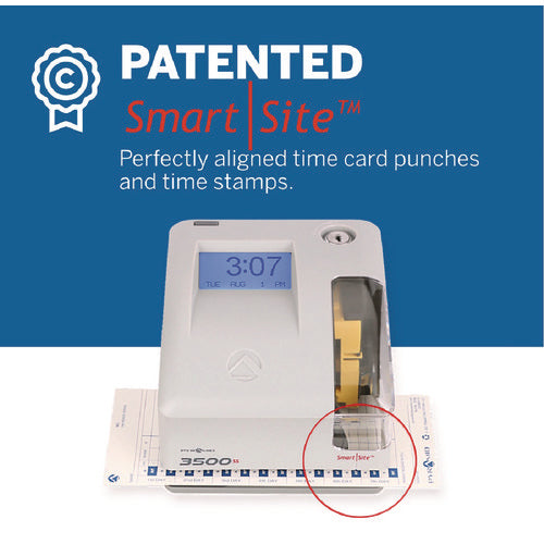 Image of Pyramid Technologies 3500 Smart Site Punch Card Time Clock System, DC Powered Operation, Light Gray