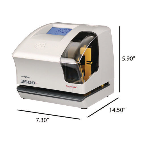 Image of Pyramid Technologies 3500 Smart Site Punch Card Time Clock System, DC Powered Operation, Light Gray