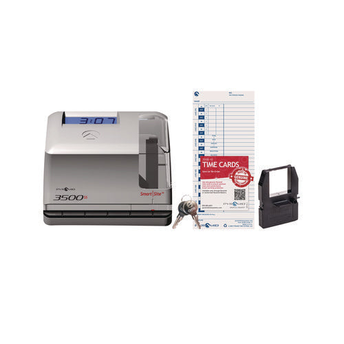 Image of Pyramid Technologies 3500 Smart Site Punch Card Time Clock System, DC Powered Operation, Light Gray