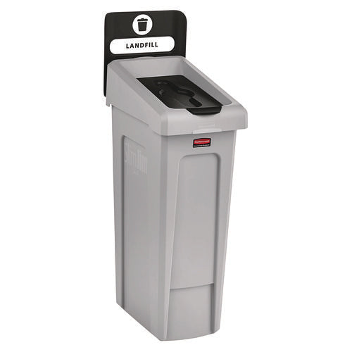 Image of Rubbermaid® Commercial Slim Jim Recycling Station Kit, 1-Stream Landfill, 23 gal, Plastic, Gray/Black