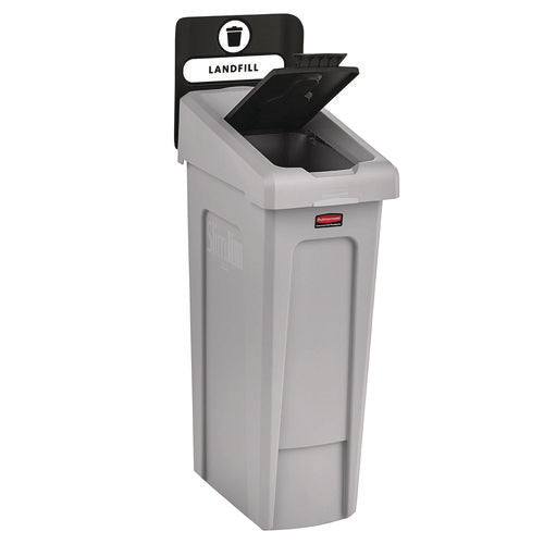 Image of Rubbermaid® Commercial Slim Jim Recycling Station Kit, 1-Stream Landfill, 23 gal, Plastic, Gray/Black