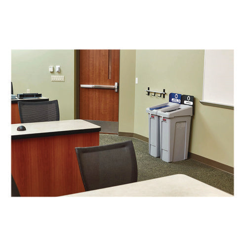 Image of Rubbermaid® Commercial Slim Jim Recycling Station Kit, 1-Stream Landfill, 23 gal, Plastic, Gray/Black