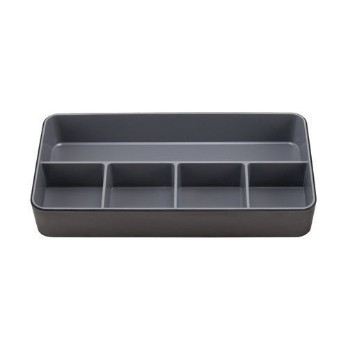 Image of Advantus Fusion Five-Compartment Plastic Accessory Holder, Plastic, 12.25 x 6 x 2, Black/Gray
