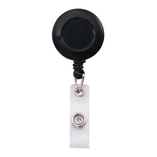 Image of Advantus Clip-On Badge Reel, Extends 30", Black, 12/Pack