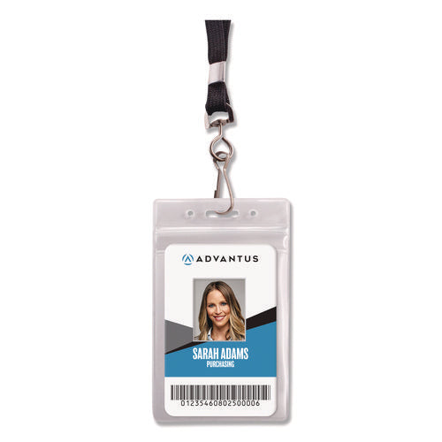 Image of Advantus ID Badge Holder, Clear, Vertical Orientation, 2.38 x 3.5 Insert, 50/Pack
