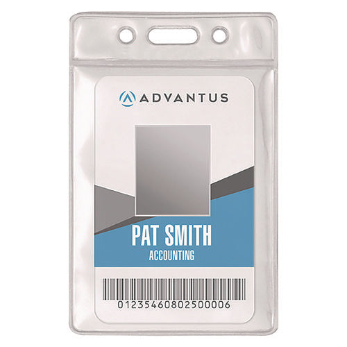 Image of Advantus ID Badge Holder, Clear, Vertical Orientation, 2.38 x 3.5 Insert, 50/Pack