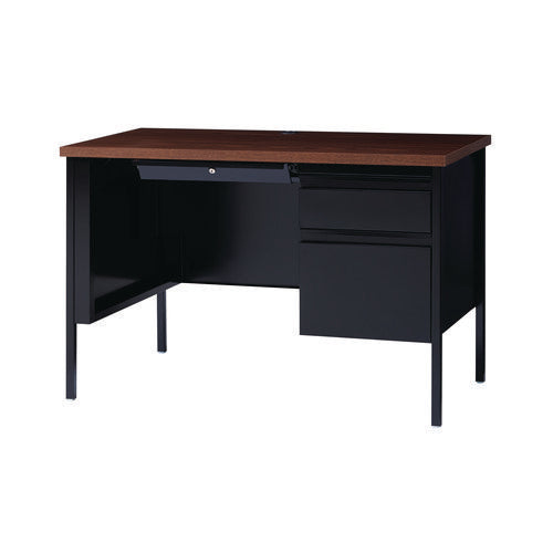 Image of Alera® Single Pedestal Steel Desk, 45" x 24" x 29.5", Mocha/Black, Black Legs