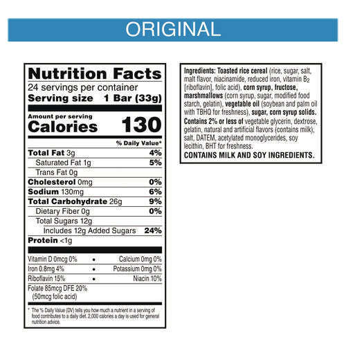 Image of Kellogg's® Rice Krispies Treats Homestyle Original Cereal Bar, 1.16 Bar, 24/Box