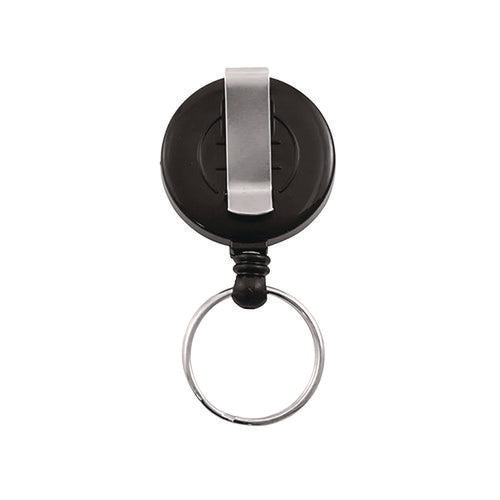 Image of Advantus Badge Reel with Split Key Ring, Extends 30", Black, 12/Box
