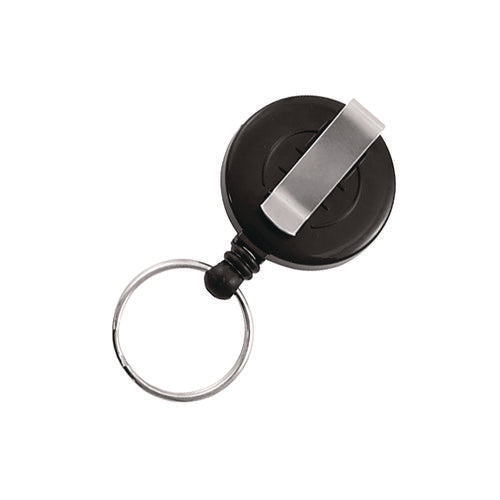Image of Advantus Badge Reel with Split Key Ring, Extends 30", Black, 12/Box