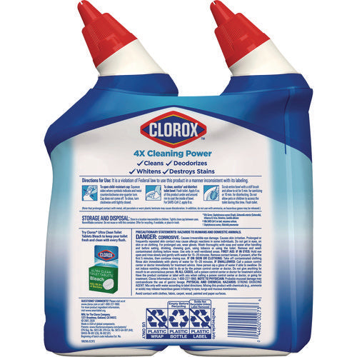 Image of Clorox® Disinfecting Toilet Bowl Cleaner with Bleach, Rain Clean Scent, 24 oz Bottle, 2/Pack