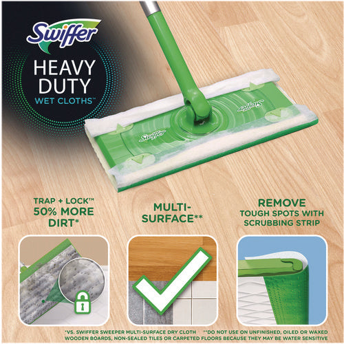 Image of Swiffer® Heavy-Duty Wet Refill Cloths, 8 x 10, Gain Original Scent, White, 10 Cloths/Tub