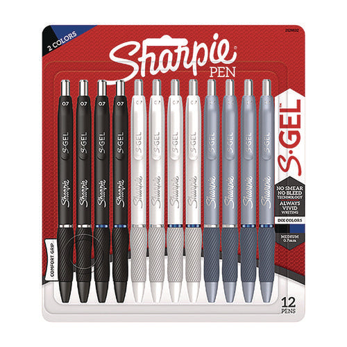 Image of Sharpie® S-Gel S-Gel Gel Pen, Retractable, Medium 0.7 mm, Assorted Ink and Barrel Colors, 12/Pack
