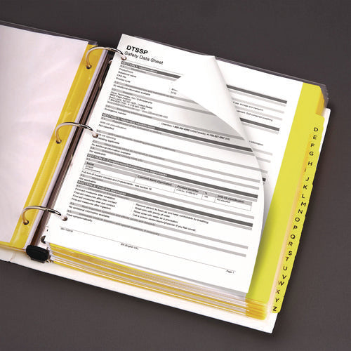 Image of Avery® Heavy-Duty Preprinted Safety Data Sheet Binder, 3 Rings, 3" Capacity, 11 X 8.5, Yellow/red