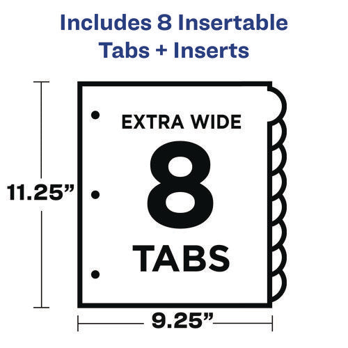 Image of Avery® Insertable Style Edge Tab Plastic 1-Pocket Dividers, 8-Tab, 11.25 X 9.25, Translucent, 1 Set