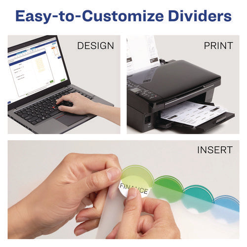 Image of Avery® Insertable Style Edge Tab Plastic 1-Pocket Dividers, 8-Tab, 11.25 X 9.25, Translucent, 1 Set
