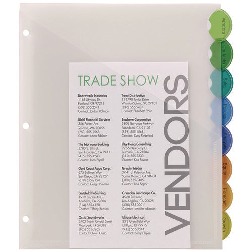 Image of Avery® Insertable Style Edge Tab Plastic 1-Pocket Dividers, 8-Tab, 11.25 X 9.25, Translucent, 1 Set