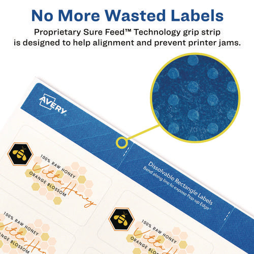 Image of Avery® White Dissolvable Labels w/ Sure Feed, 1.25 x 2.38, White, 90/PK