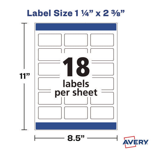 Image of Avery® White Dissolvable Labels w/ Sure Feed, 1.25 x 2.38, White, 90/PK